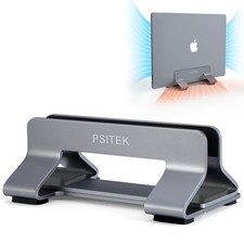 Psitek Aluminum Vertical Laptop Stand Dock Holder, 1 Slot, Space Gray 