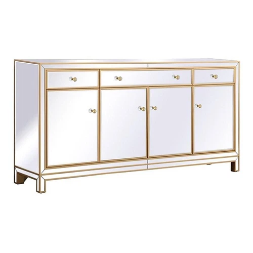 Elegant Decor Reflexion 72" Metal and MDF Mirrored Credenza in Gold - Picture 1 of 8