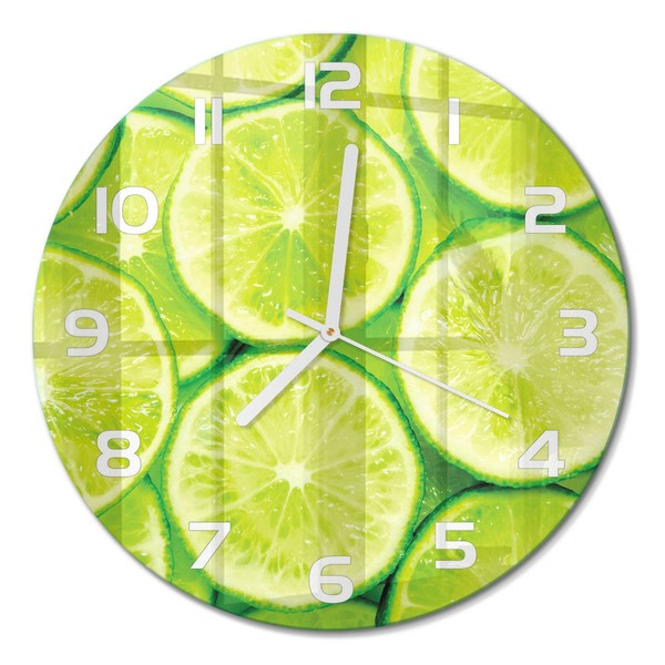 Glasuhr Runde Glas-Wanduhr Mit Leisem Uhrwerk Limetten WeißE Zeiger Fi30 Cm-image