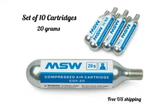 Genuine MSW Co2 20g Gram Threaded Refill Cartridges Bike Pump Set of 10