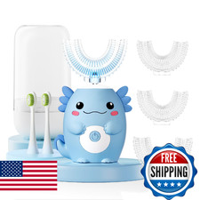ELOTAME Kids Electric U Shaped Toothbrush Axolotl Cartoon Sonic Automatic 6 Brus