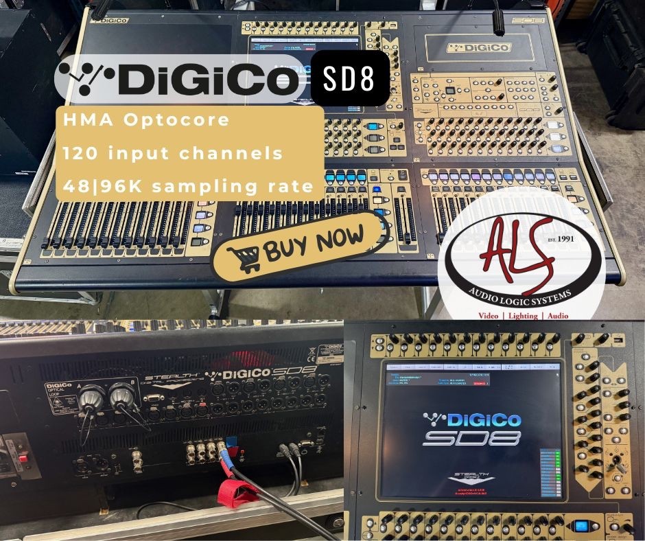 DiGiCo SD8 Digital Mixing Console with HMA Optocore and Road Case