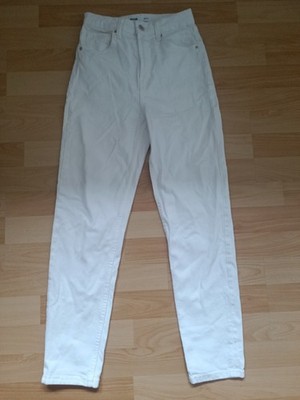Bershka Damen Hose Jeans Weiß Mom Jeans Slim Größe 34 / XS