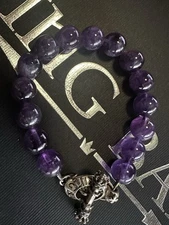 King Baby Studio Amethyst Beaded Bracelet SZ 7.5