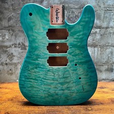 Warmtone CG HHH Flamed Maple Telecaster Guitar Body "Lagoon&rdquo; #260 4.6lbs