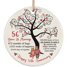 56 Years Love Ornament Happy 56th Anniversary Cute Bear Couple Christmas Gifts