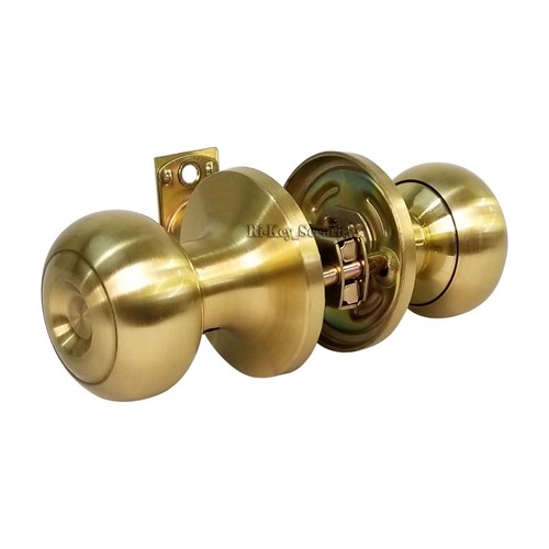 Passage Doorknob and Keyed Deadbolt Lock Set Entry Kw1 Satin Brass 3 keys - Picture 8 of 12