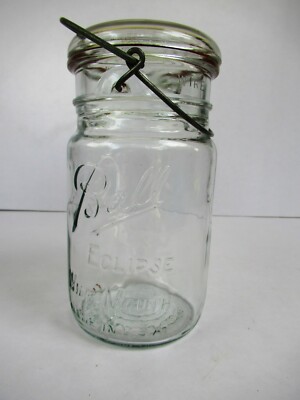 Vintage Glas Einmachglas Ball Eclipse Quart Drahtverschluss Klar Weithalsig