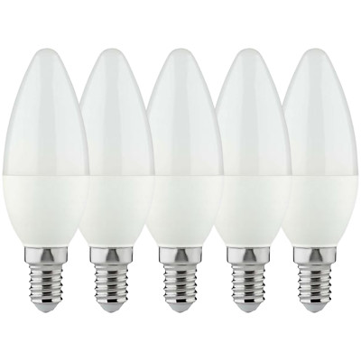 LED Kerze Leuchtmittel Glühbirne Lampe E14  4.5W warmweiß Opal C35 5-Pack