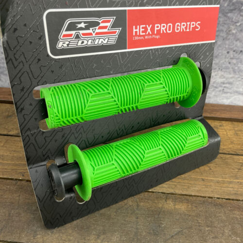 Redline BMX Grips Green Hex Pro End Plugs Hexpro NOS 00s RL Expert Proline A4 - Picture 2 of 8