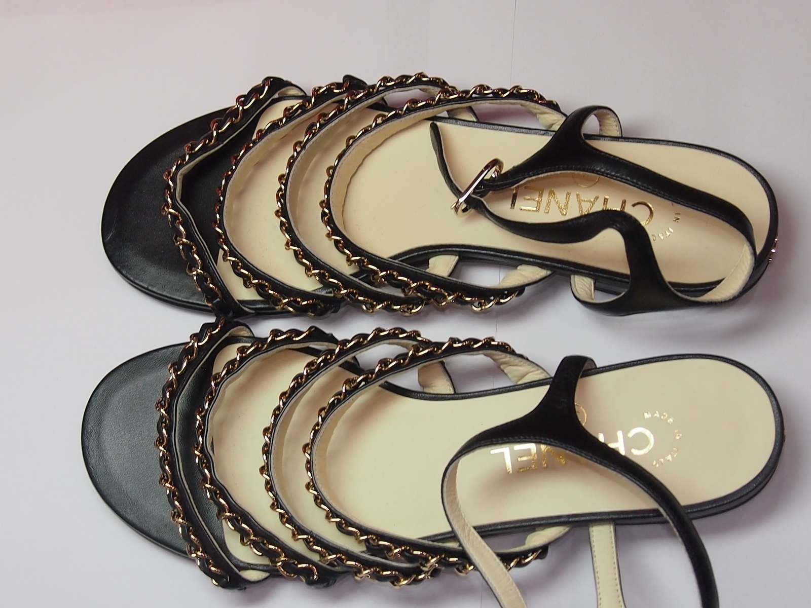 CHANEL WOMAN'S FLIP FLOPS, PEARL DESIGN, 7 US SIZE