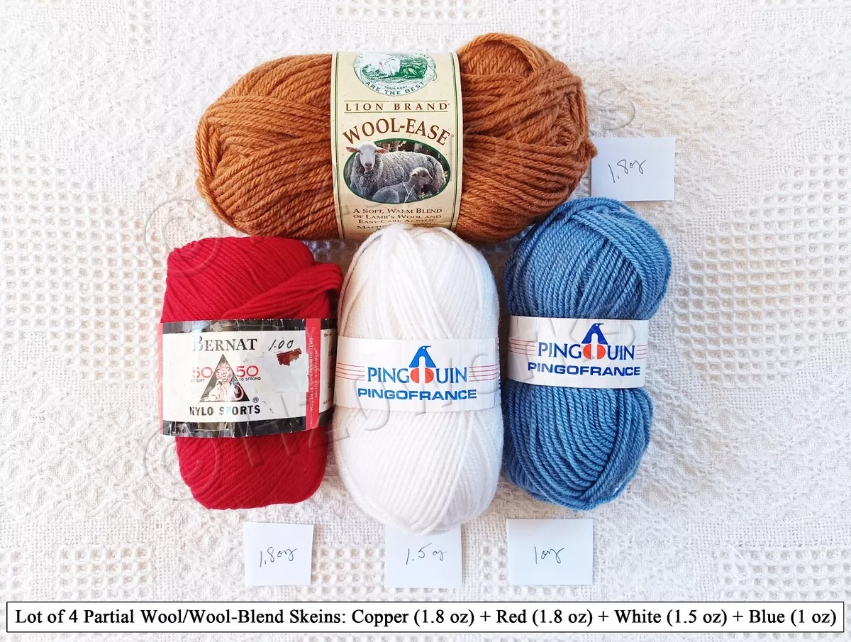 SALE Wool-Blend Yarn Set, Wool Partial Skein Pack, Wool & Wool-Blend, LOT  OF 4