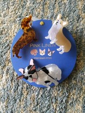Pink Linen DOG Hair Clips Set of 3 Corgi Dachshund Frenchie- Stay Paws-itive