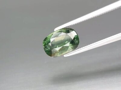 2.85ct 9.5x6.5mm Cushion Unheated Green Sapphire Gemstone