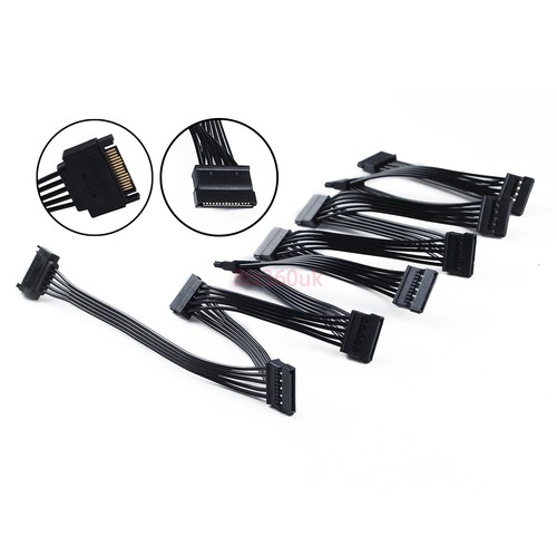 SATA Power 15 Pin 1 Male To 5/8/10/ Female Splitter Hard Drive Cable for HDD SSD - Picture 48 of 49
