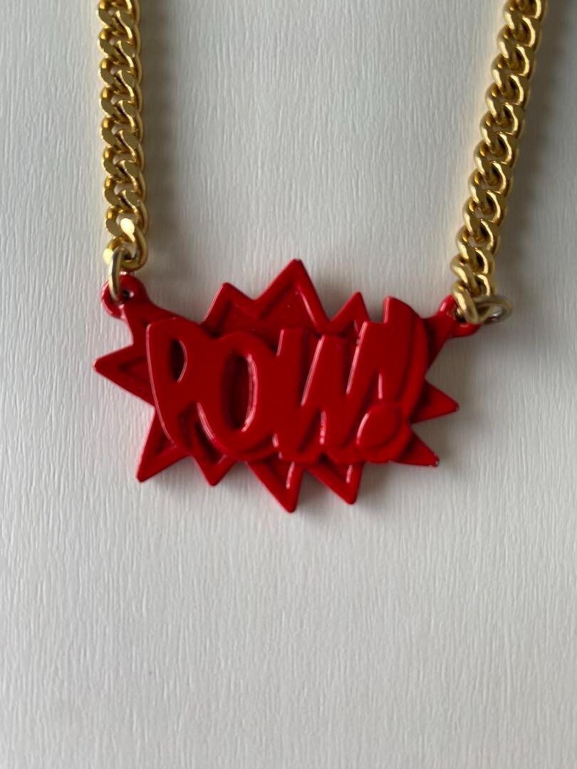 AMBUSH POW! Chain Necklace Pendant Red Gold Fashion Jewelry AMBUSH POW! Chain Necklace Pendant Red Gold Fashion Jewelry