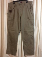 WRANGLER  Riggs Workwear  Men 38x34 Double Front Green Cargo Carpenter Pants EUC