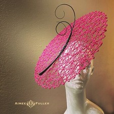 Aimee Fuller Hot Pink Royal Ascot Fascinator Kentucky Derby Hat Fuchsia Black