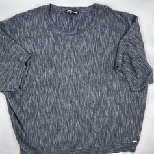 DKNY Jeans Mens Knit Sweater Size 2XL Gray Textured Roundneck Short Sleeve