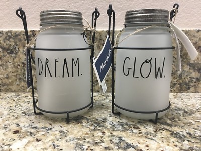 Brand NEW Rae Dunn Dream & Glow Frosted Mason Jar Tea Light Candleholder