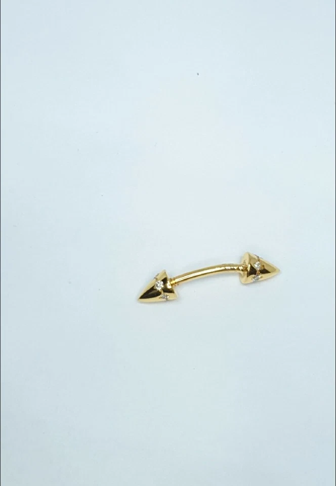 14K твердое золото бриллиант шип пирсинг шип штанга пирсинг бровей пирсинг. - Изображение 3 из 4