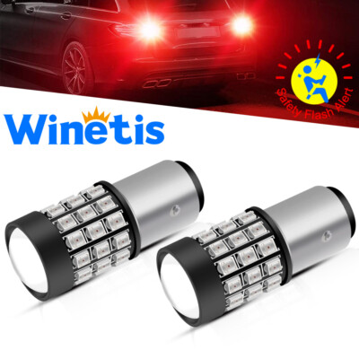 2X WINETIS LED 1157 2357 Legal Strobe Flash Brake Stop Light|Blinker Bulb Blink