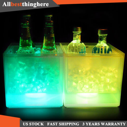 Cubo de hielo con luz LED de 6 colores champán vino bebida cerveza enfriador de hielo bar fiesta 3,5 L - Imagen 10 de 12