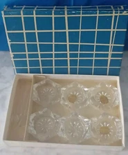 Vintage Bohemia Glass 6 Salt Cellars with 4 Spoons Czechoslovakia Labels