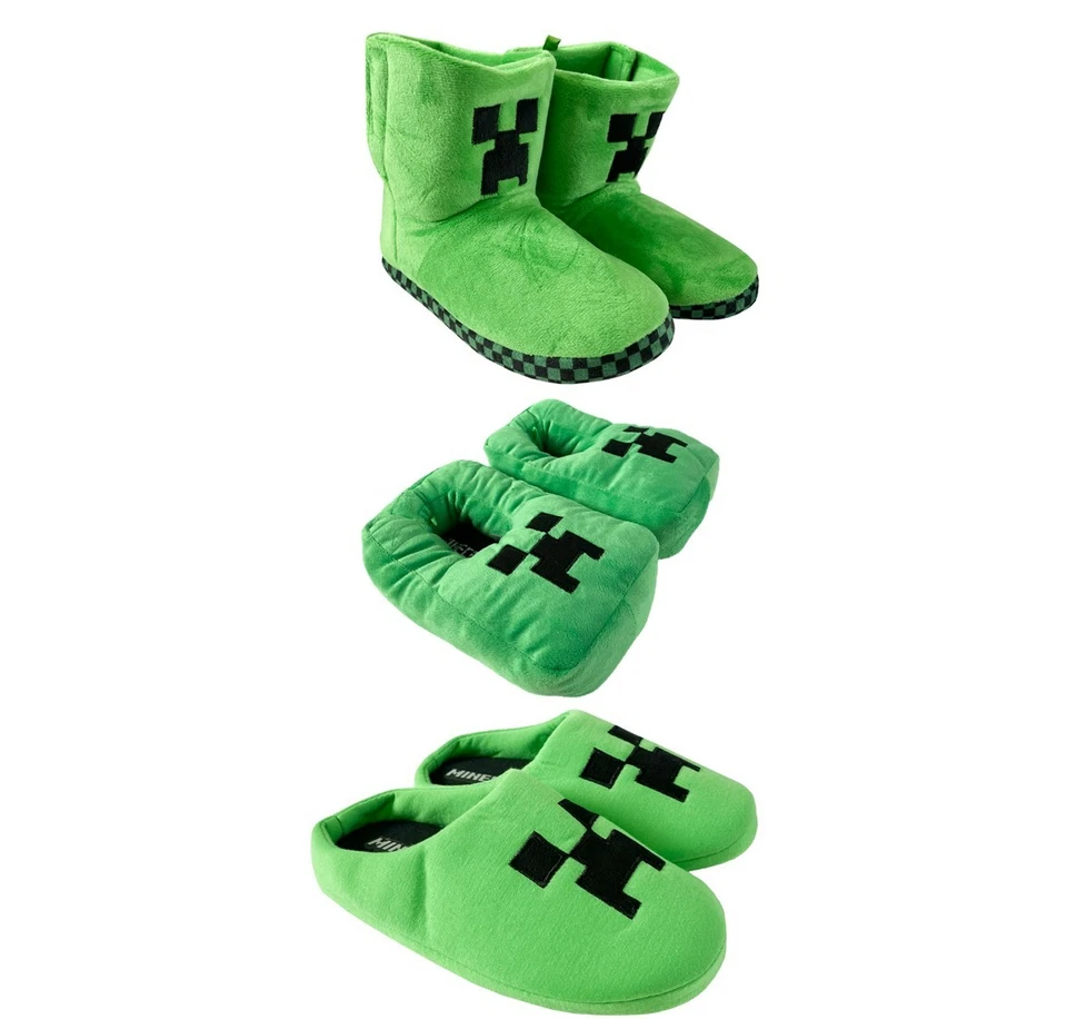 Boys MINECRAFT Slippers Shoes Gaming Gifts Girls Pyjamas Socks 8 9 10 11 12 13
