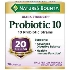 Nature's Bounty Ultra Strength Probiotic 10 Capsules 70 Ct Digestive EXP12/25