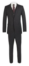 SCOTT Mens Premium Classic Fit Charcoal 3 Piece Suit Combination