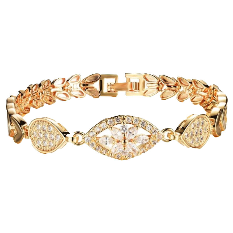 New women gold plated flower cubic zirconia G style tennis