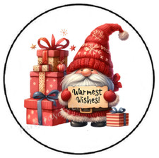WARMEST WISHES GNOME CHRISTMAS ENVELOPE SEALS LABELS STICKERS PARTY FAVORS