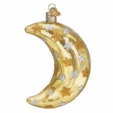 Wholesale Lot of 12 Celestial Moon Blown Glass Ornaments by Old World Christmas