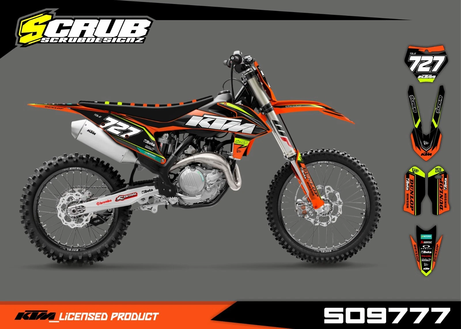 Black & White Six Nights Racing Graphics Kit Fits 07-10 KTM SX SXF XC XCF 125 150 200 250 300 450 Decal Sticker Kit