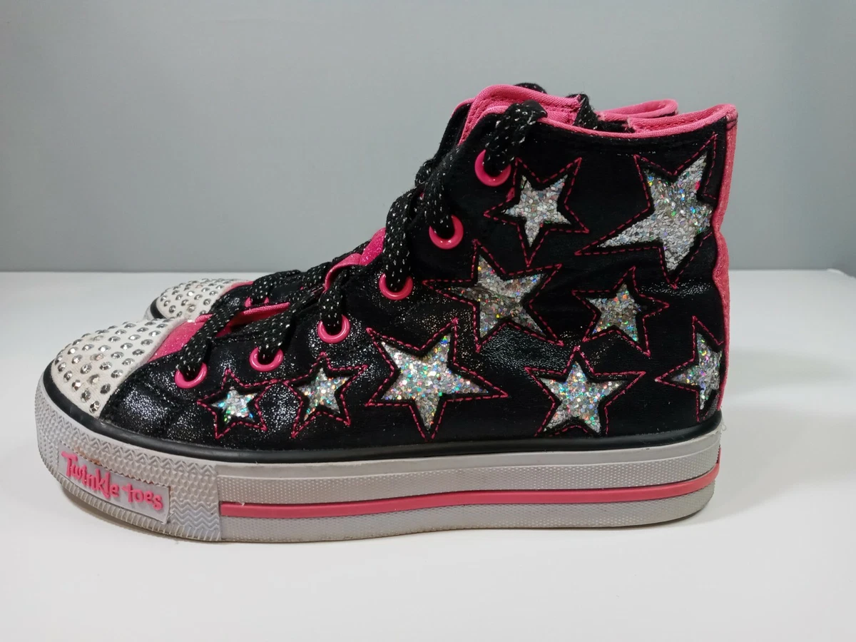 Skechers Twinkle Toes High Tops Girls Pink/ Black/ Sparkling Light