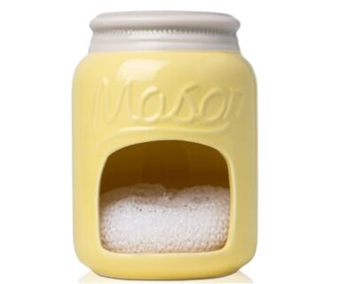 Ceramic Kitchen Sponge Holder - Farmhouse Style Sink Caddy - Mason Jar Decora...