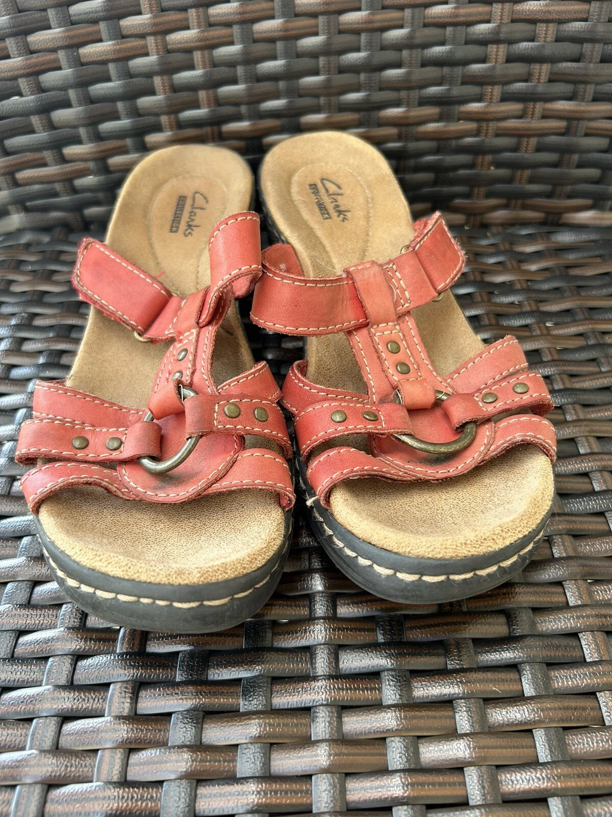 Clarks Collection Sandalo Rosso Slides Scarpa Comfort 6M