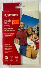 Canon 4x6 Glossy Photo Paper (72 lb wt). 100 Sheets Total - Inkjet V1