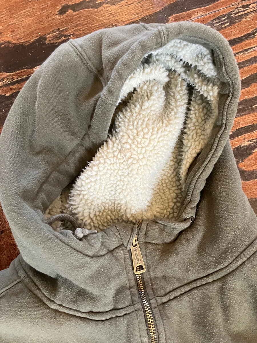 Wrangler Workwear Full Zip Sherpa Lined Hoodie Jacket Hooded Green 3XL
