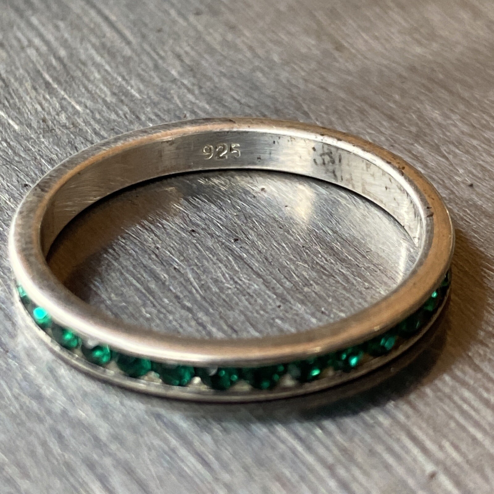 Sterling Silver Round Emerald Stackable Wedding B… - image 3