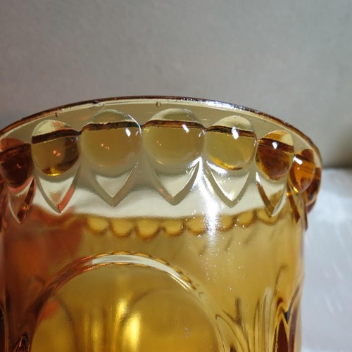 Adams Glass Antique EAPG Buttressed Loop Creamer and Covered Sugar Amber - Picture 16 of 24