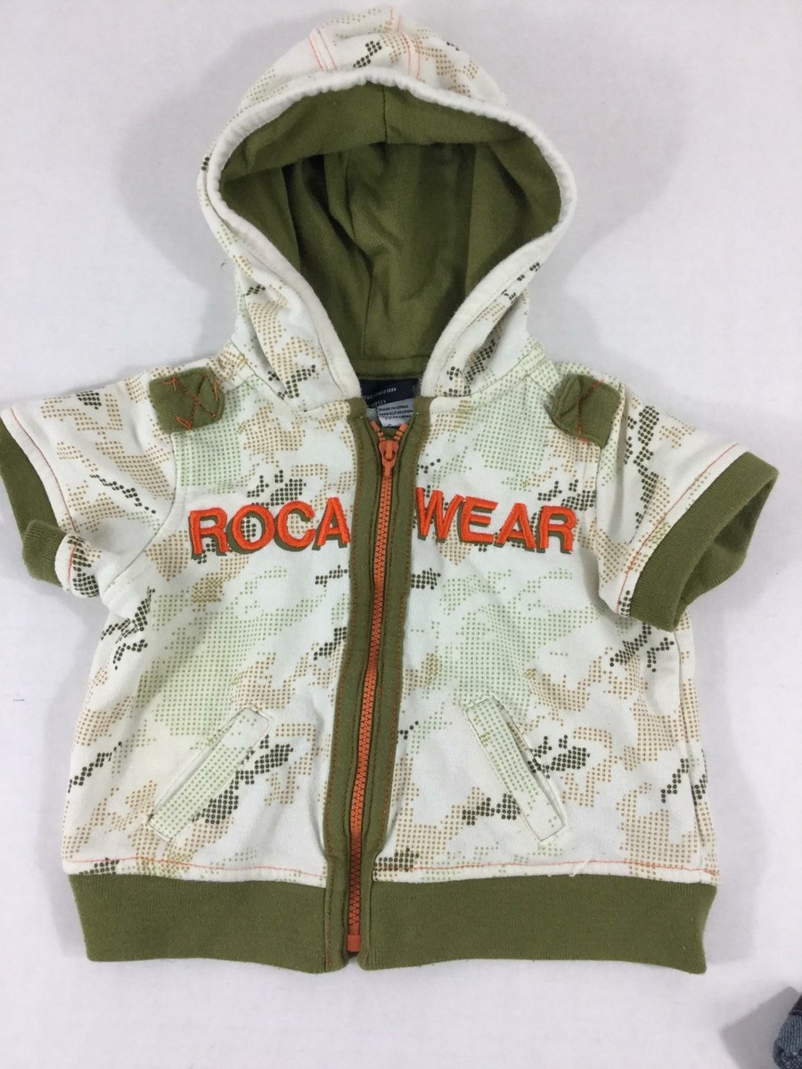 Rocawear Outfit Set Boys 6-9M Jeans Jacket Zip Up Hooded 2 Piece