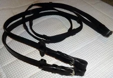 JEREMY & LORD Reins-Black Leather & Web- Buckle Ends/Handstops- 3/4" x 114" -NEW