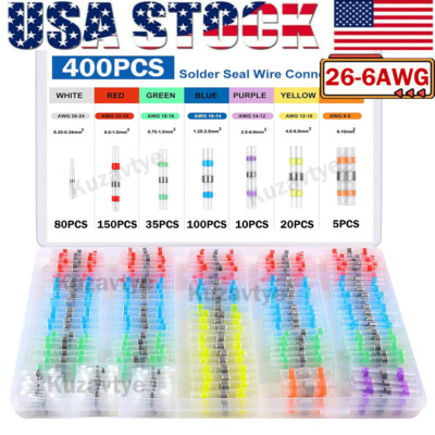 #ad #ad 400PCS Heat Shrink Solderstick Solder Stick Wire Electrical Butt Connector Kit $51.99