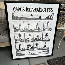 Cape Cod & Island Lighthouses Signed Print Lt Ed Martha's Vineyard Black & White