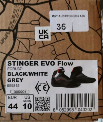 Forma Stinger Evo Flow Motorcycle Boots - Black / White / Grey Size EU44 UK10