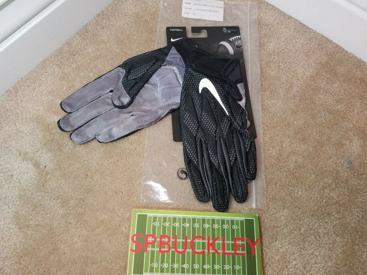 NIKE SUPERBAD 4.5 PADDED LINEMAN FOOTBALL GLOVES, LEATHER GRIP