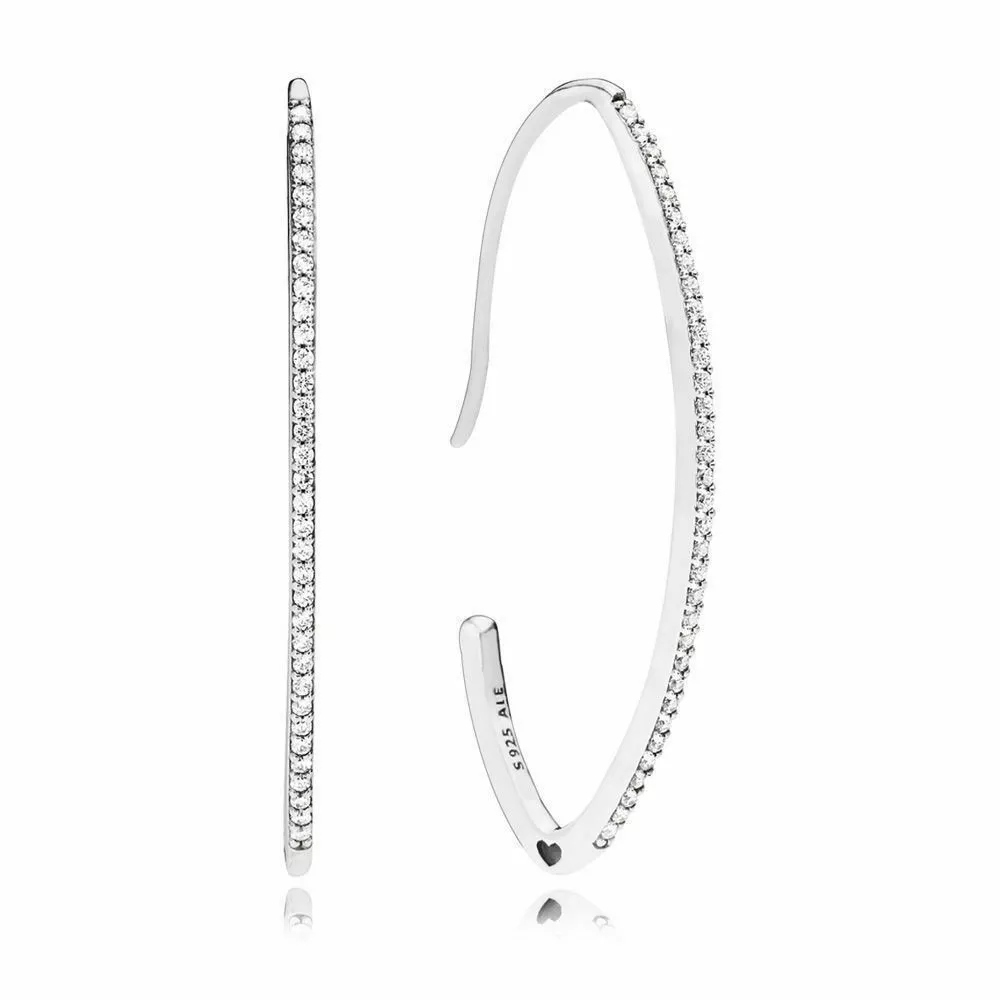 PANDORA Oval Sparkle Hoop Earrings Clear CZ 297691CZ with velvet