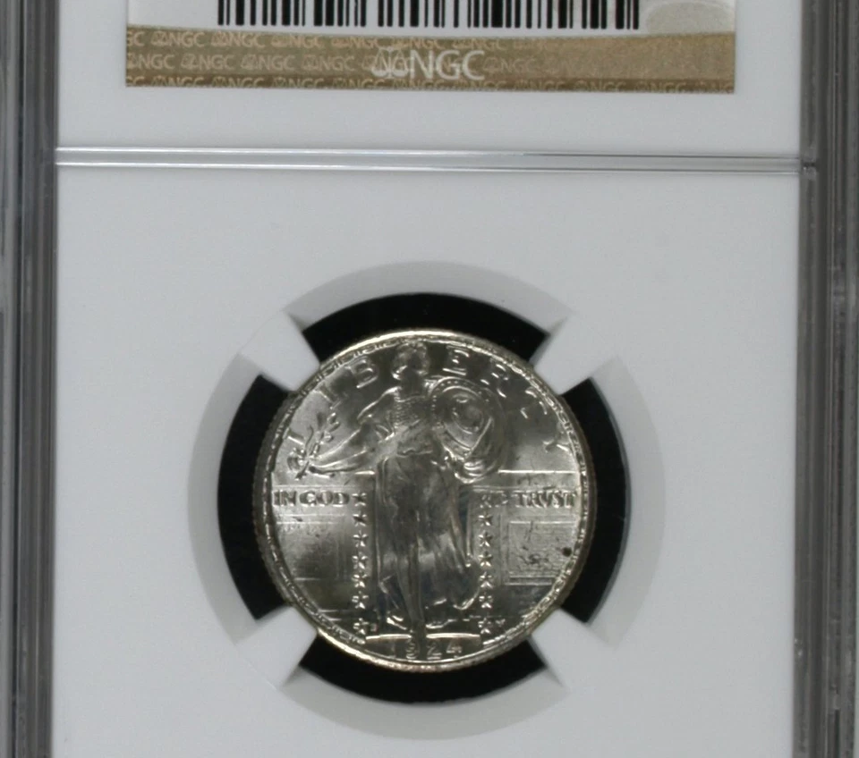 :1924-D 25C STANDING LIBERTY QUARTER GEM NGC MS65 BLAST WHITE RARE R3 HIGH GRADE - Image 3 of 4